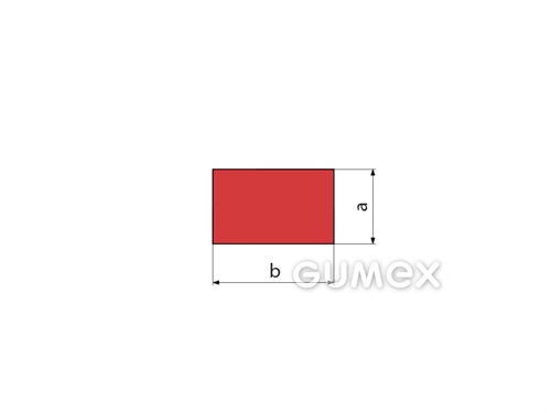 Pryžový profil obdélníkový, 10x20mm, 75°ShA, NR-SBR, -40°C/+80°C, červený